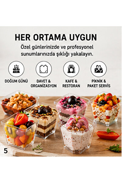 Gülfa Giftbox Kapaklı 20'li 200Cc Kübik Prizma Mika Magnolya Kase Plastik Tat...
