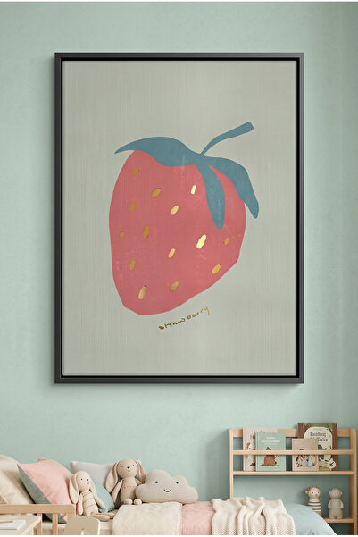 Jasmine Art Cute Strawberry Kids Wall Art | Portrait Framed Canvas Print with...