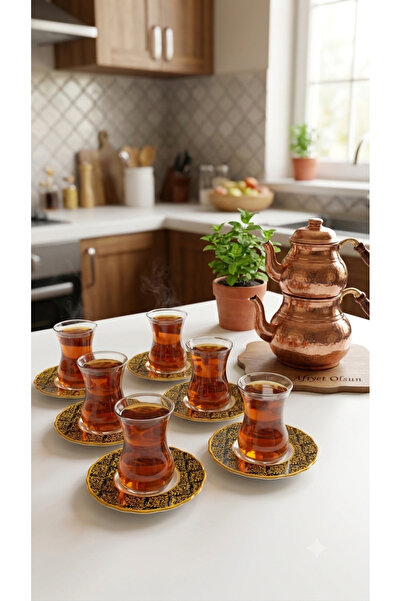 AR HOME 12 Pieces Glass and Porcelain Tea Set