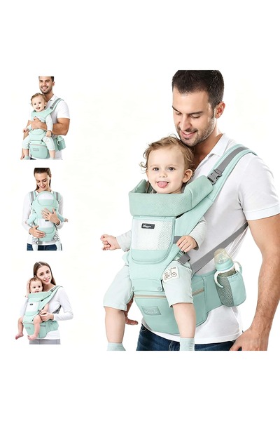 HI-FINE حمالة أطفال متعددة الوظائف مريحة للظهر والصدر من 0-36 شهرًا، 4 وضعيات...