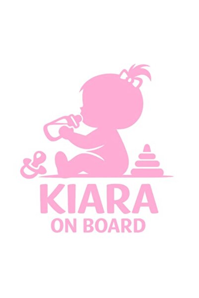 OEM Autocolant decorativ auto  "KIARA ON BOARD ", 10cm, Roz