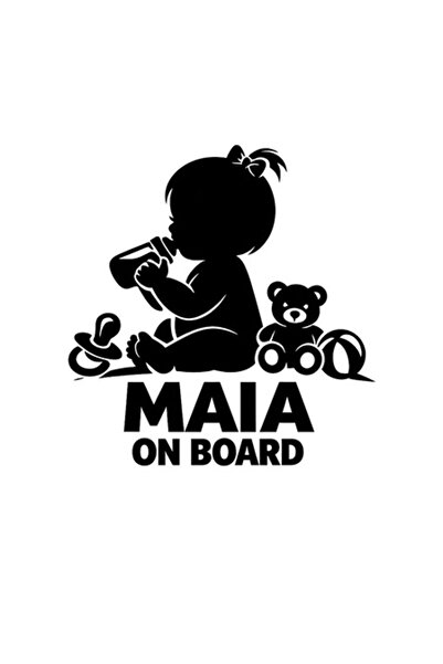 OEM Autocolant decorativ auto  "MAIA ON BOARD ", 10cm, Negru
