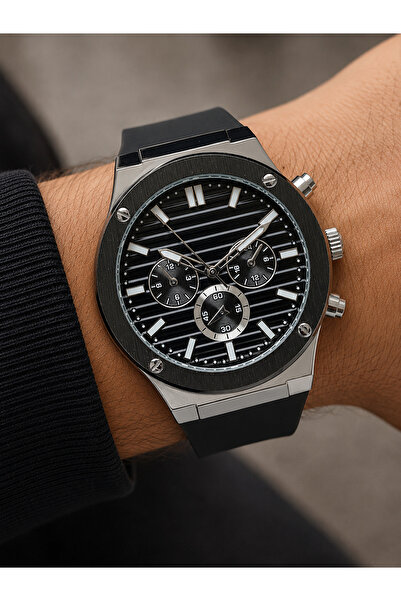 Weluxa Men's Wristwatch Black Color Dial Luxury Design Silicone Band Gift Box...