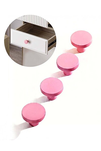 Generic Matte Dusty Pink Round Cabinet Knob 4Pcs Set, 32mm Single Hole Furnit...
