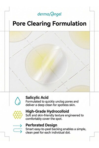 DermaAngel Spot Patch Clearing With Salicylic Acid For Deep Pore Cleansing 12mm 12 Count
