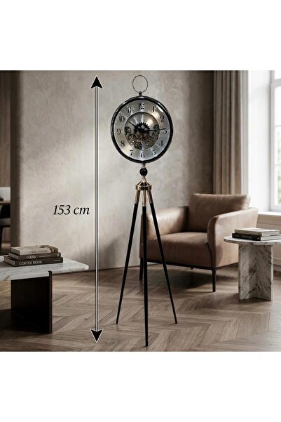 Hinora Dönen Çarklı Ayaklı Tripod Model Şık Dekoratif Ofis Salon Saat 153 cm ...