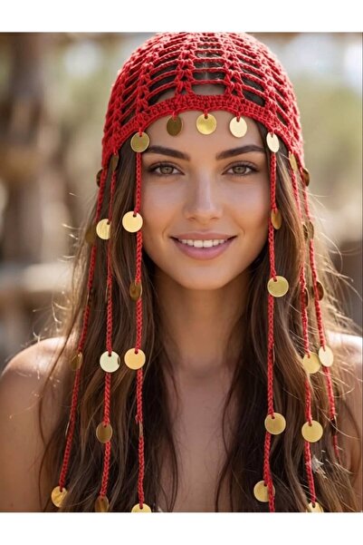 NOİR & GOLD Festival Stili Madalyon Süslemeli Şık Örgü Aksesuar