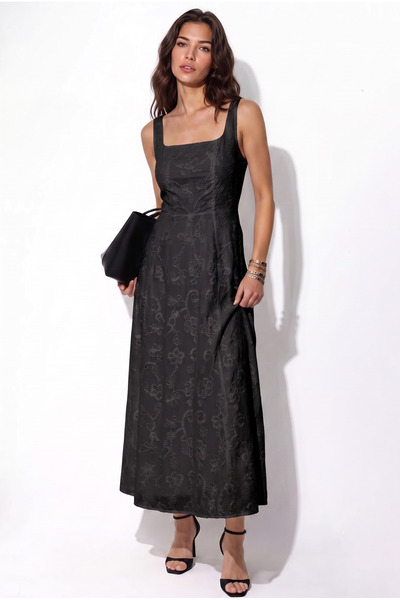 TLG TLG GİYİM Women's Floral Patterned Lined Strappy Maxi Dress