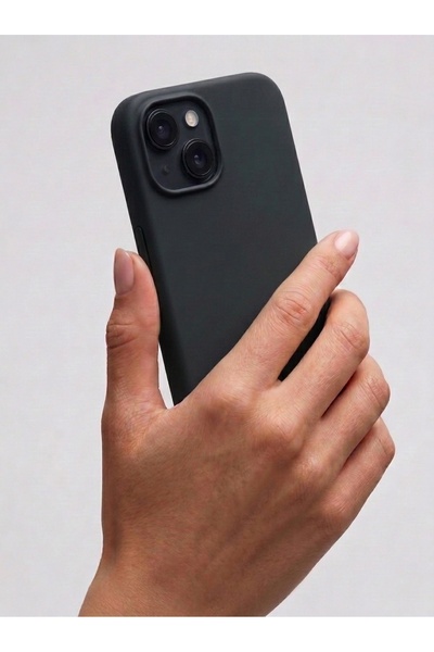 IPhone 13 ve IPhone 14 Uyumlu İçi Kadife Logolu Silikon Kılıf Kapak