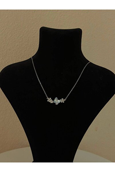ROYAL SPARK Sparkling Design Necklace with Butterfly and Flower Figures