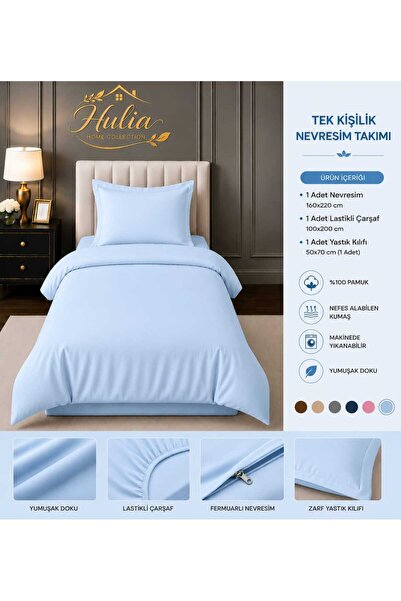 hulia home Elastic Sheet Duvet Cover Set Single Size Cotton Soft Textured Com...