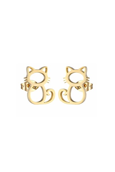 IMMACULATI Meow - Cercei tip știft din oțel inoxidabil, placați cu aur de 18k...