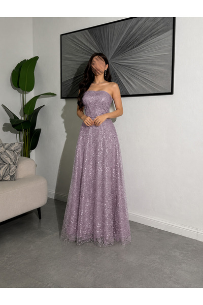 Shelook Evening Dress with Sequins and Tulle, Lined with Taffeta.