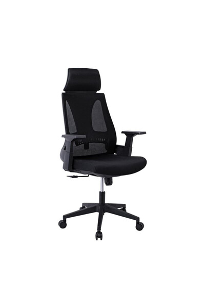 woodwell BF8750 Πολυθρόνα Γραφείου Διευθυντή, Mesh Μαύρο, Ύφασμα Μαύρο