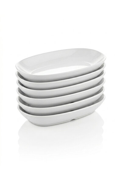 BİODATA 6 Pieces 15X9 cm Melamine Oval Boat Breakfast Plate Dishwasher Safe W...