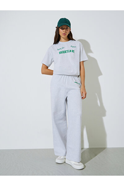 Styli Grey Wide Leg Joggers with Drawstring and Side Pocket