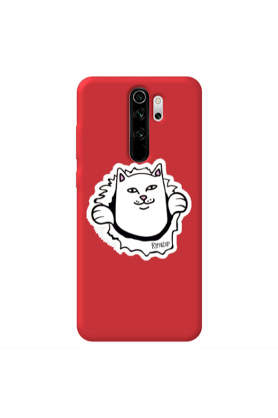 Other Xiaomi Redmi Note 8 Pro White cat Red Colored Silicone TPU Θήκη