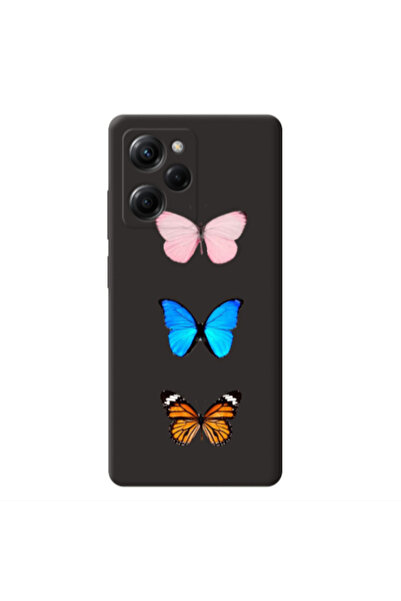 Other Xiaomi Poco X5 Pro Triple Butterfly Black Colored Silicone TPU Θήκη
