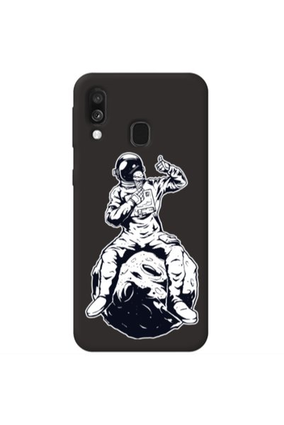 Other Samsung A40 ice cream in space Black Colored Silicone TPU Θήκη