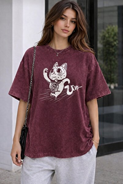 ZAVIXO Women's Anthracite Oversize T-Shirt with Faded Effect 8