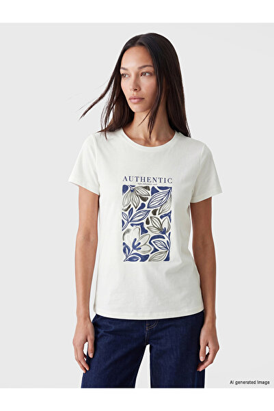 LC Waikiki White Crew Neck Printed Women's T-Shirt