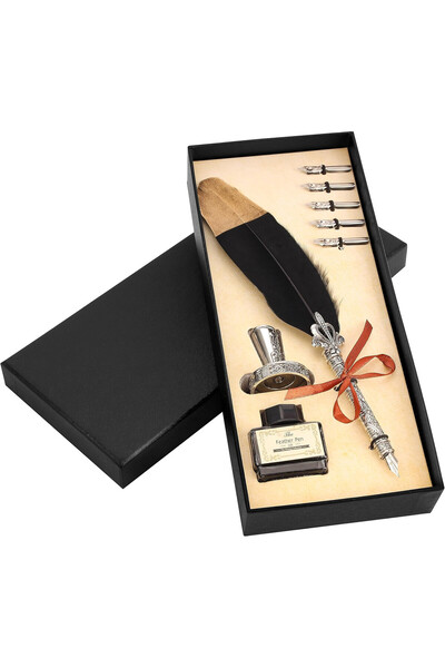 Belle Vous Set de caligrafie, pană retro din pene de gâscă, design elegant, c...