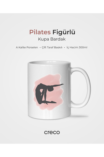 Pilates Figürlü Kupa Bardak - A Kalite Porselen