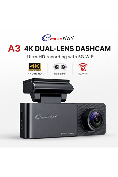 Bleco 4K dual-camera dash cam with a 4K high-definition front camera and a 17...