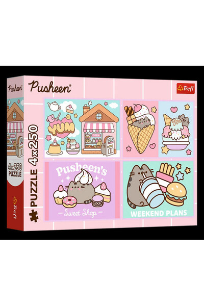 Trefl Puzzle 4 x 250 piese - Faceți cunoștință cu Pusheen (13371)