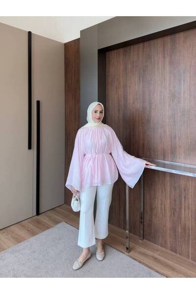 TrendParis Yarasa Kol Astarlı Bluz Pembe