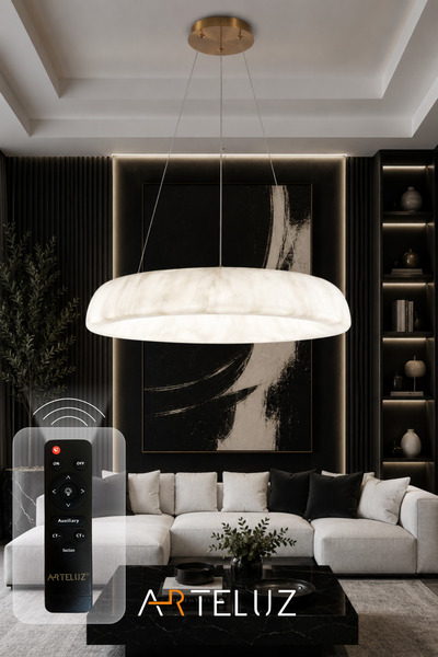 ARTELUZ DOĞAL MERMER GÖRÜNÜMLÜ MODERN SARKIT AVİZE (58 CM)