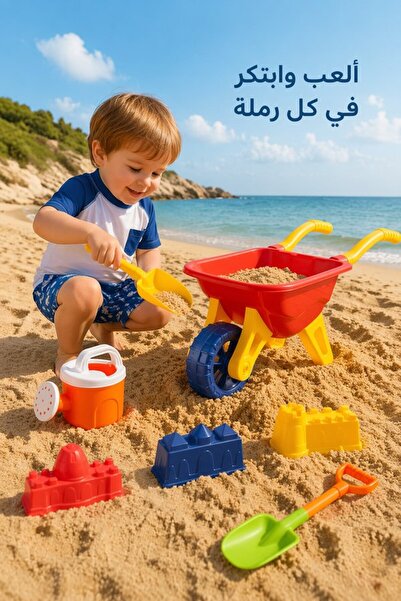 Generic 7 Piece Bpa Free Plastic Sandcastle Building Set Beach Cart Watering ...