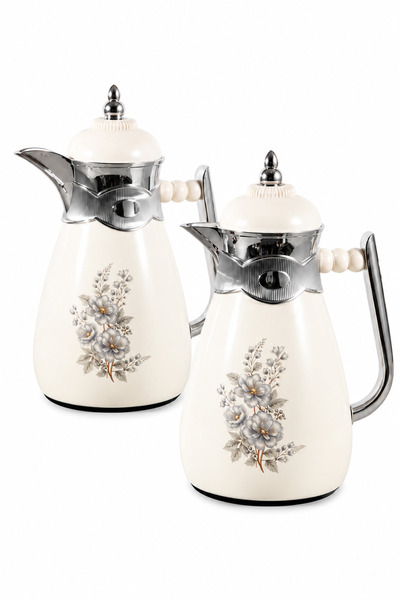 Urbanza Luxury Floral Vacuum Coffee Pot Thermos Flask Set Insulated Arabic Te...