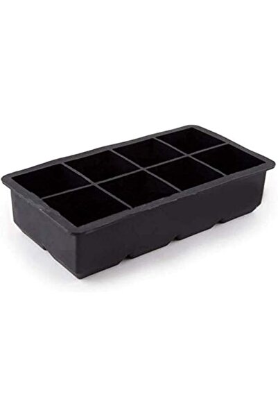 The Bros 8 Big Giant Jumbo Large Silicone Ice Cube Square Tray Mould - Black