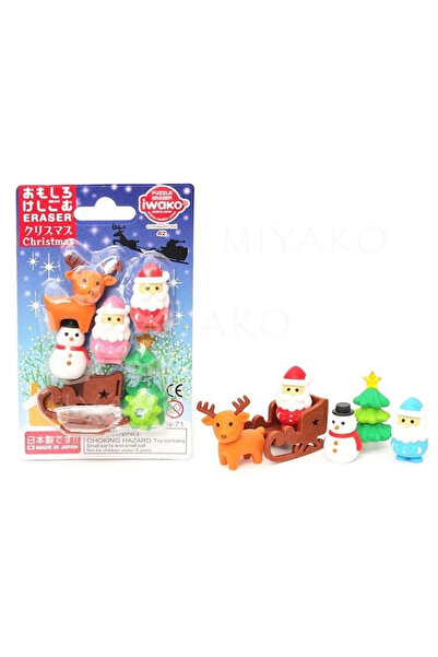 OEM Iwako Set de lumini de Crăciun 6 bucăți – Mos Craciun, Rudolf, brad de Cr...