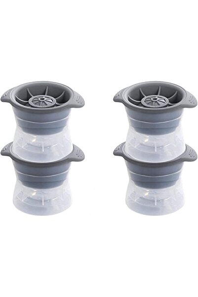 The Bros 4pcs Silicone Sphere Ice Cube Mold Kitchen Stackable Slow Melting DI...