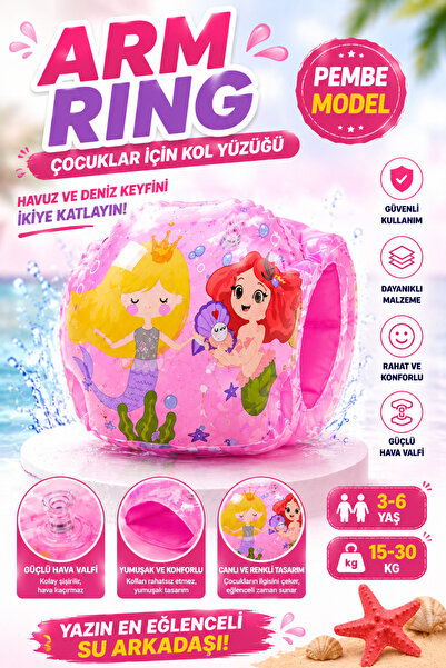 İlknurtoys Çocuk Şişme Kol Yüzüğü Mavi Köpekbalığı Desenli 22 cm | Havuz Deniz Yüzme Kolluğu 3-6 Yaş 15-30 Kg
