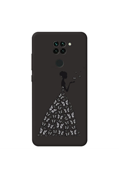 Other Xiaomi Redmi Note 9 Butterfly Girl Black Colored Silicone TPU Θήκη