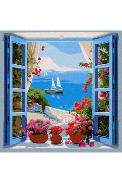 ideyka Set pictura pe numere peisaj marin multicolor 40x40cm panza