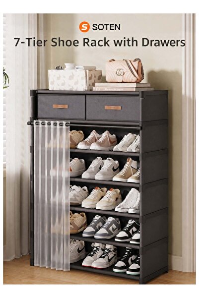 Generic SOTEN 7-Tier Shoe Rack Shoe Cabinet with Drawers, Entryway Vertical S...