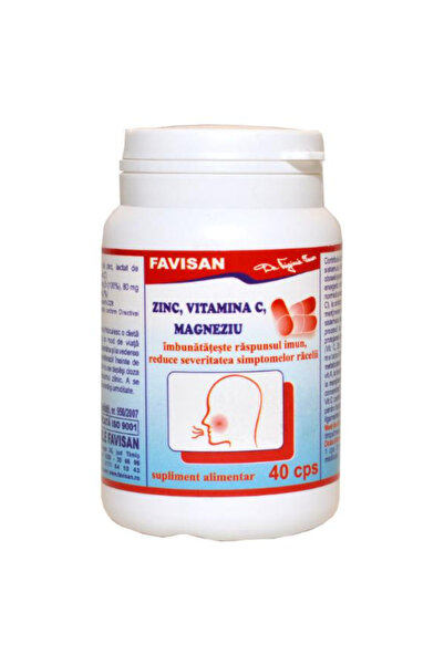 Favisan Zinc, Vitamina C, Magneziu Favisan, 40 capsule