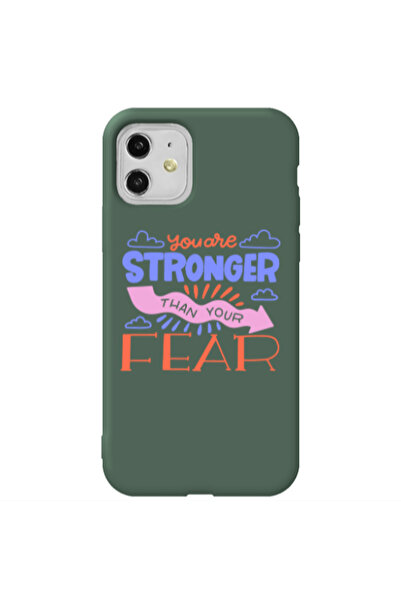 Other Apple iPhone 11 You are Stronger Dark Green Colored Silicone TPU Θήκη