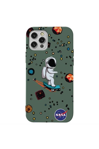 Other Apple iPhone 12 Pro Max Astronaut with skateboard Dark Green Colored Si...