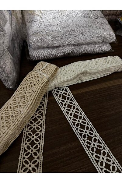 Butik 9 Metre Premium Güpür Dantel Florans model Şerit İşlemeli Dekoratif Bordür