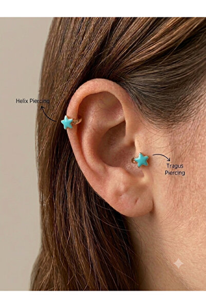 kurukafagift Renkli Yıldız Halka Helix Tragus Xuping Piercing 6 mm