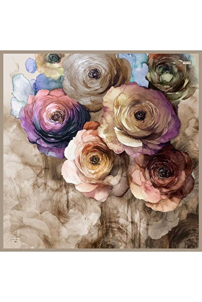 Levidor Mink Rose Pattern Sura Silk Scarf