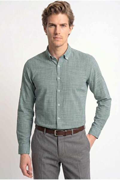 Tudors Men's Regular Fit Comfortable Cut 100% Cotton Linen Effect Plain Green...