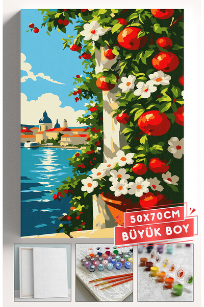 Akihabara Sayılarla Boyama Hobi Seti Çerçeveli Numaralı Tuval Fırça Boya Dahi...