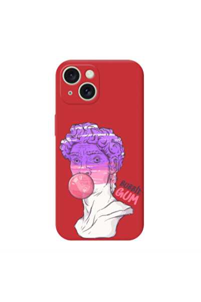Other Apple iPhone 15 Pin Bubble Red Colored Silicone TPU Θήκη