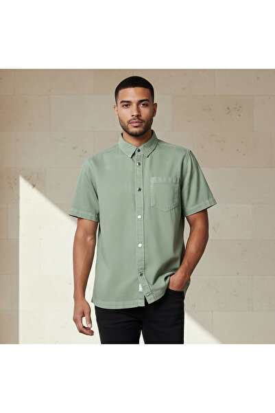 DMN Men Regular Fit Collared Short Sleeve Shirt